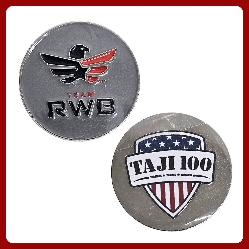 Team‎ RWB Taji 100 Challenge Coin Silver Veteran Support New